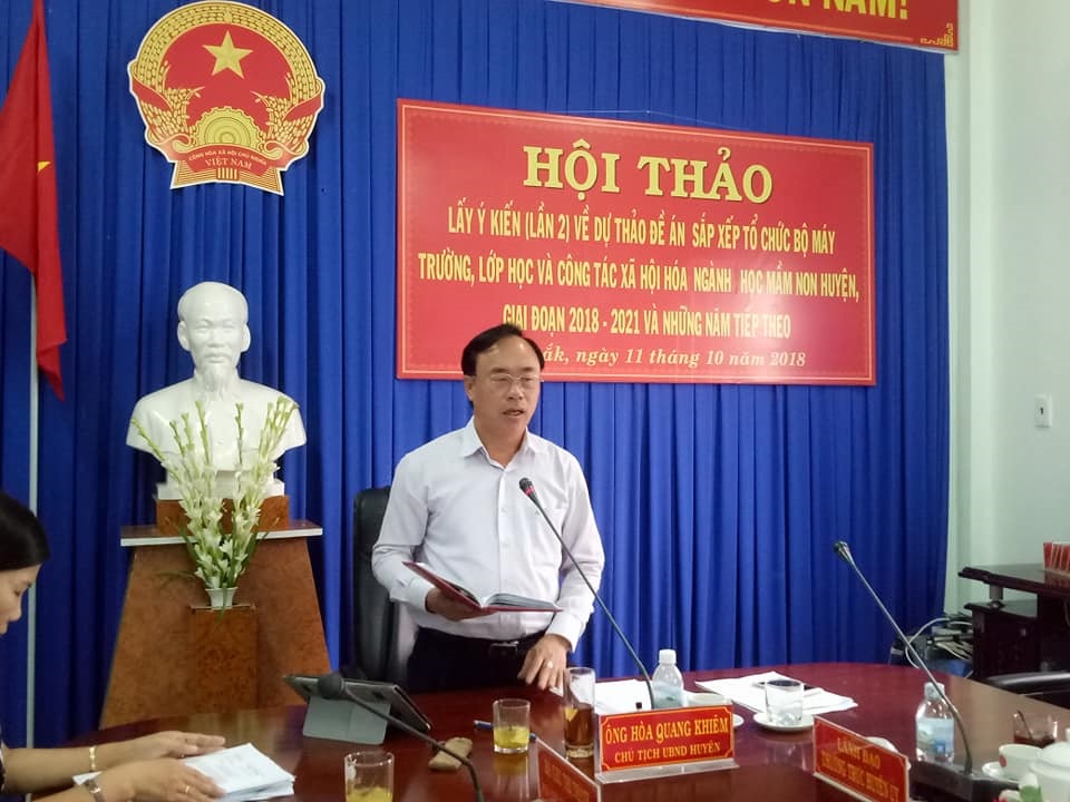 Hội thảo lấy ý kiến (lần 2) góp ý dự thảo đề án sắp xếp tổ chức bộ máy trường, lớp học và công tác xã hội hóa ngành học mầm non huyện, giai đoạn 2018-2021 và những năm tiếp theo